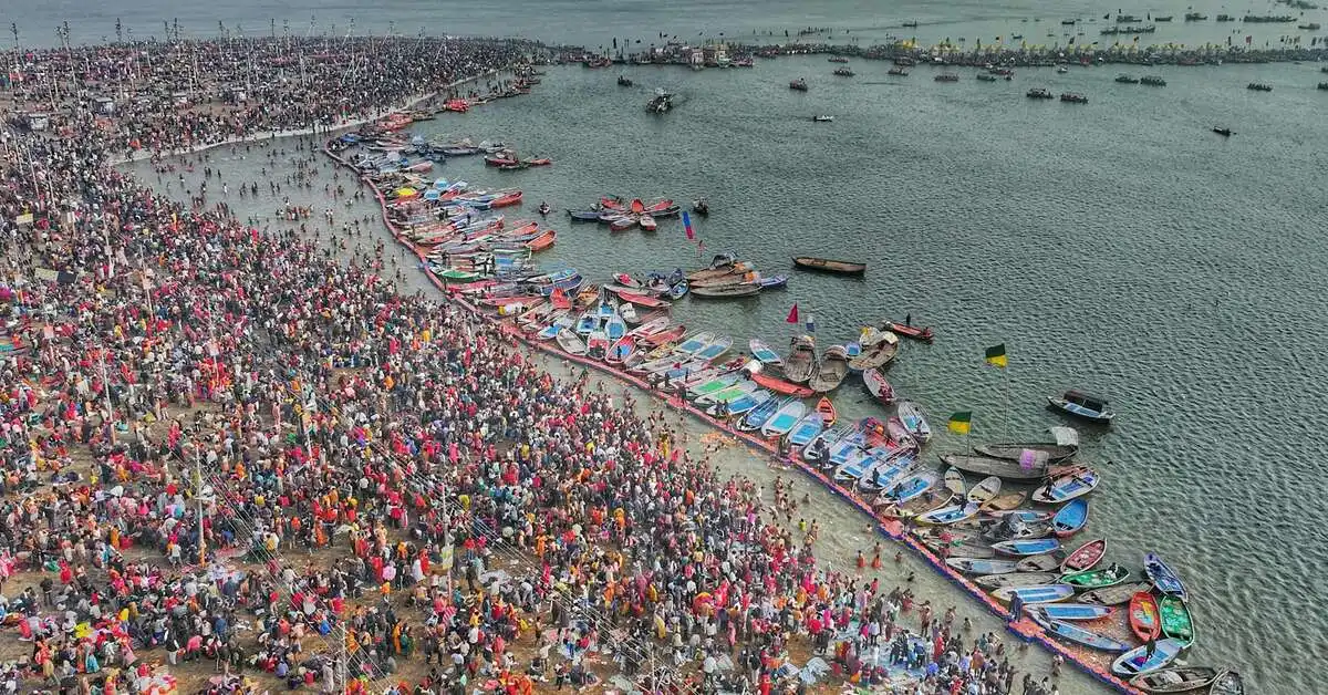 Triveni Sangam Prayagraj where Ganga Yamuna and Saraswati meet